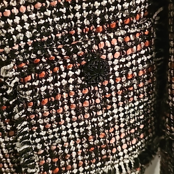 Chicos sz 2 black pink tweed jacket sz large blazer - Picture 3 of 7
